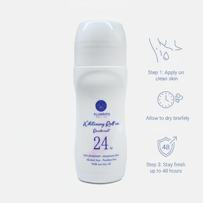 FLORÍNTO Roll-On Deodorant – 0% Aluminum Salts – Long-Lasting Freshness with Aloe Vera, Sage, Witch Hazel, Tea Tree Oil & Dead Sea Minerals – Gentle, Anti-Stain Formula for Sensitive Skin – 50 ml