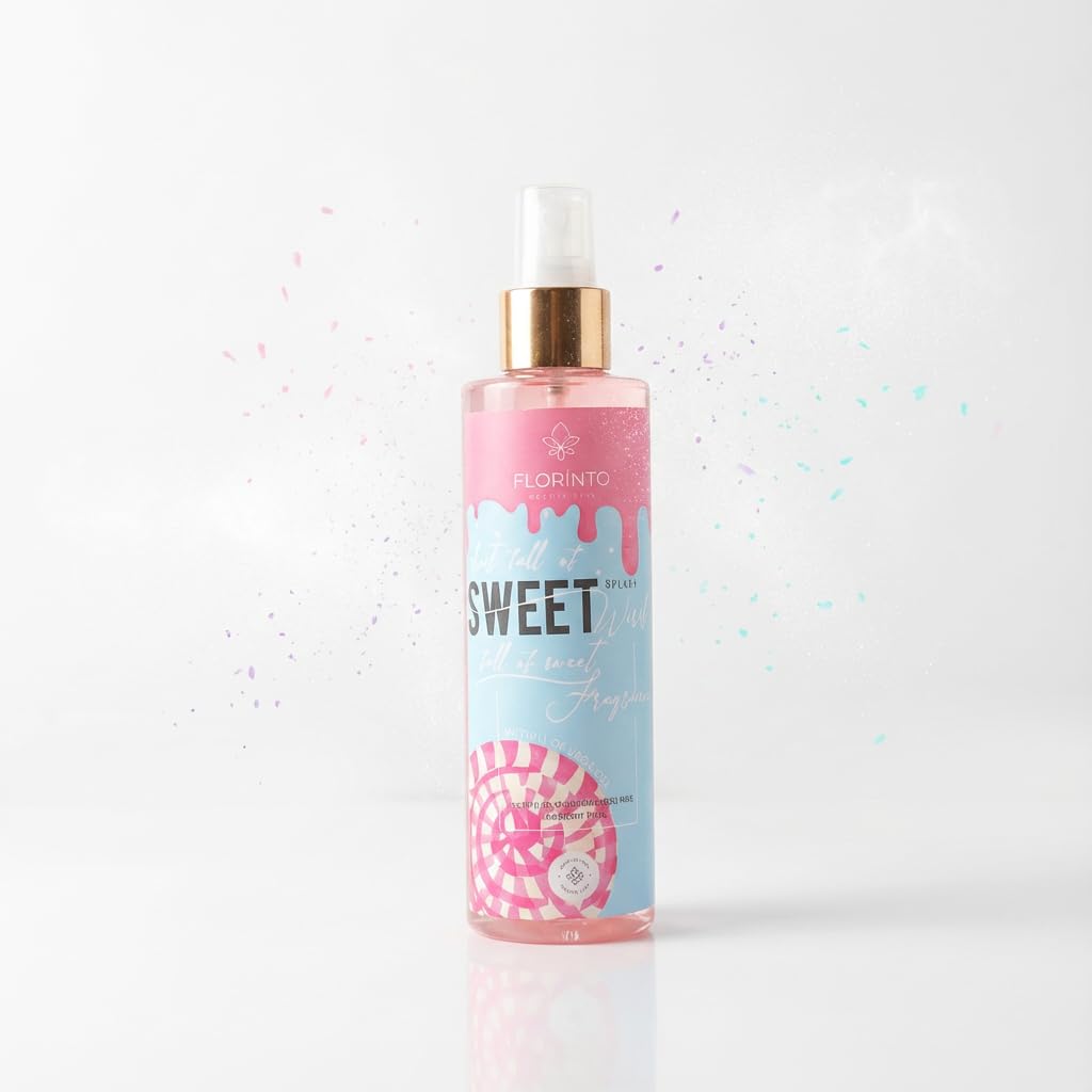 FLORÍNTO Body Mist – 24-Hour Freshness with Aloe Vera Gel – Hydrating, Aluminum-Free & Paraben-Free Spray for Sensitive Skin – Soothing, Non-Sticky & Gentle Formula – 200 ml (Sweet)