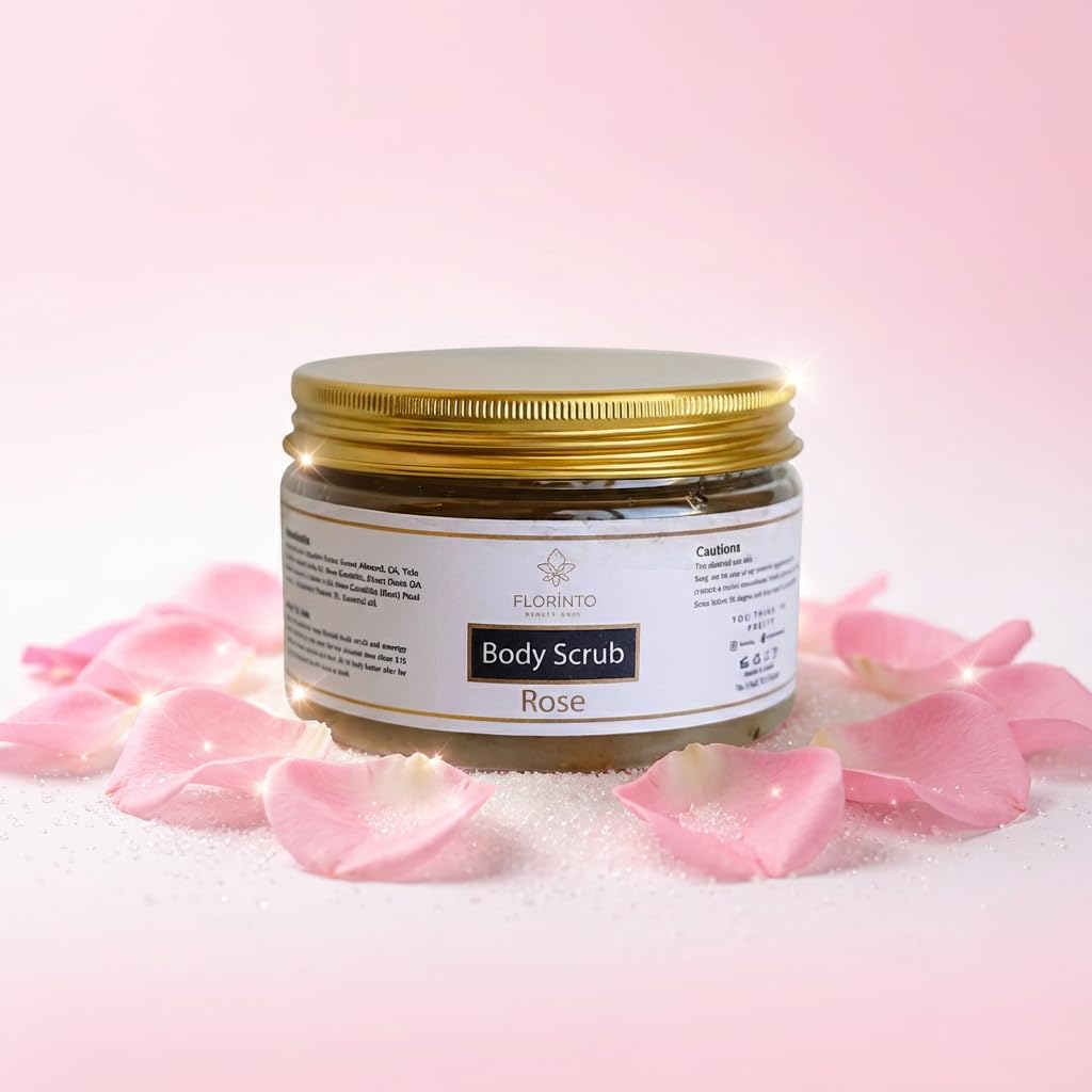 FLORÍNTO Body Scrub – Exfoliating & Moisturizing Sugar Scrub with Shea Butter, Natural Oils & Vitamin E – Soft, Smooth & Glowing Skin – 350 g (Coffee)