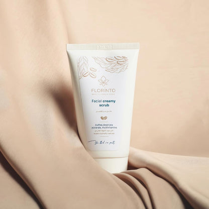 FLORÍNTO Coffee Facial Scrub – Gentle Exfoliating Face Scrub with Dead Sea Minerals, Apricot Kernel & Sweet Almond Oil – Removes Blackheads, Cleanses Pores & Revitalizes Skin – 120 g