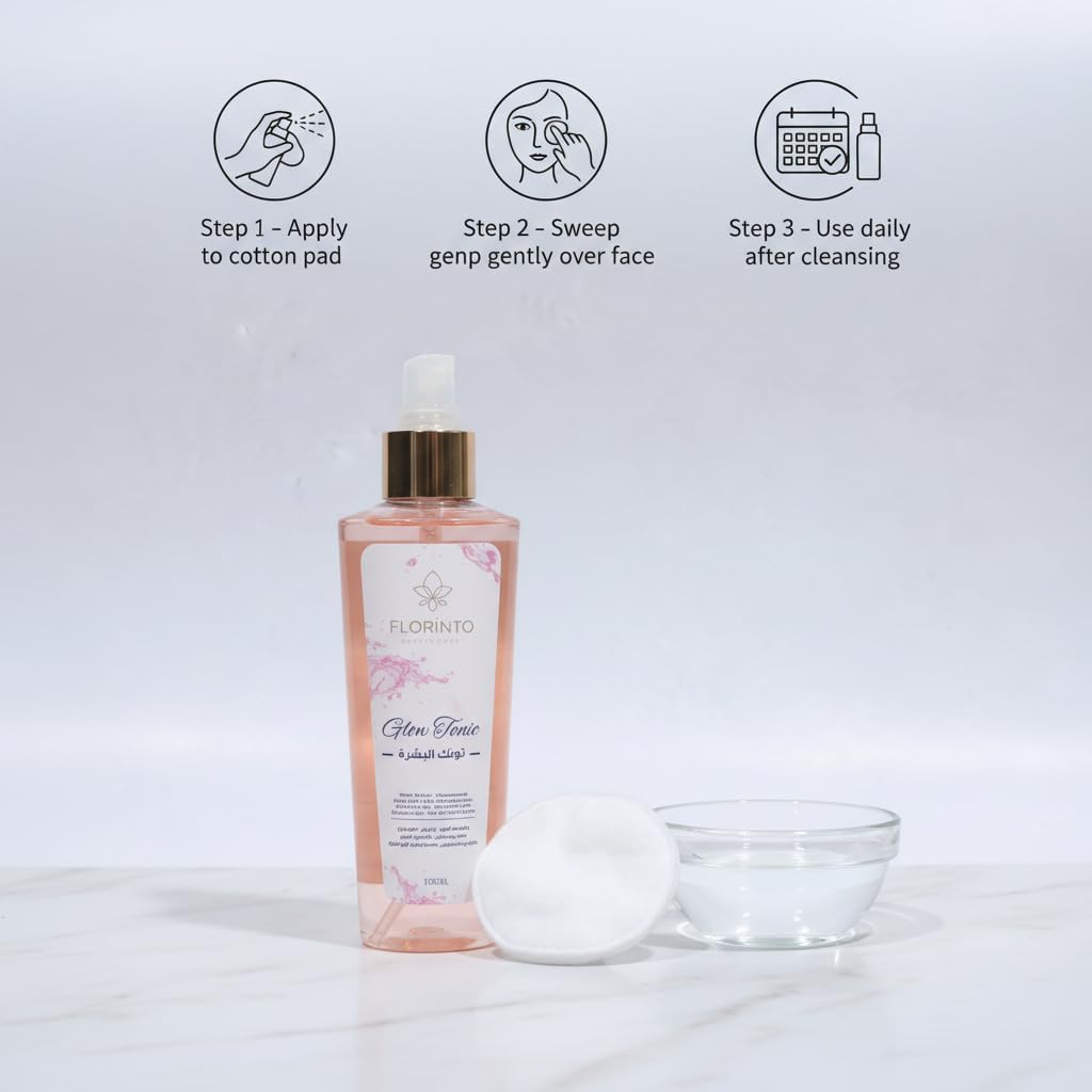 FLORÍNTO Facial Toner – Refreshing & Hydrating Toner with Dead Sea Minerals, Rose Water, Aloe Vera & Herbal Extracts – Balances Skin pH, Refines Pores & Soothes Sensitive Skin – 185 ml