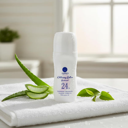 FLORÍNTO Roll-On Deodorant – 0% Aluminum Salts – Long-Lasting Freshness with Aloe Vera, Sage, Witch Hazel, Tea Tree Oil & Dead Sea Minerals – Gentle, Anti-Stain Formula for Sensitive Skin – 50 ml