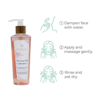FLORÍNTO Cleansing Gel – Daily Facial Cleanser with Fruit Extracts, Vitamin B5, Honey & Dead Sea Minerals – Gently Removes Makeup & Impurities – Hydrating, Soothing & Purifying – 180 ml