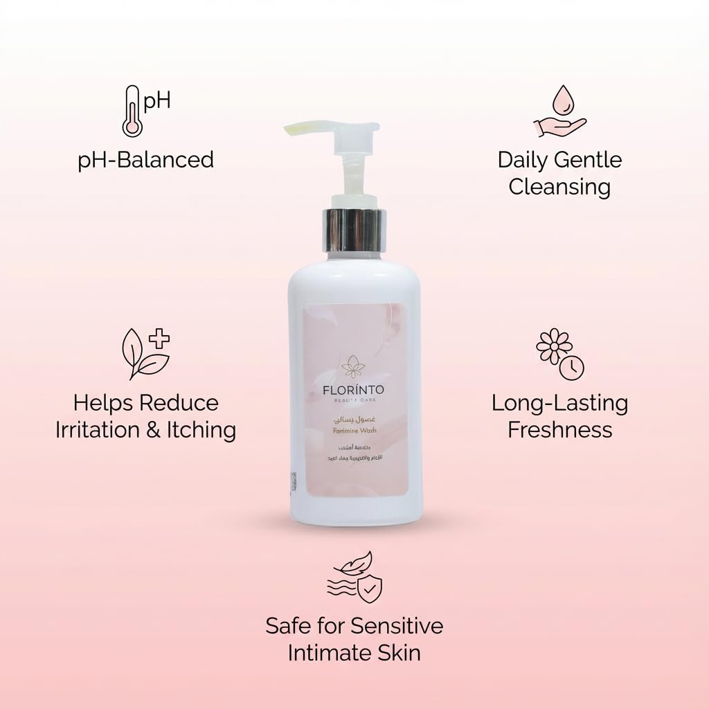 FLORÍNTO Intimate Hygiene Wash – pH Balanced Gentle Daily Cleanser with Honey, Sage, Chamomile & Dead Sea Minerals – Soothing, Refreshing & Non-Irritating Feminine Wash – 200 ml