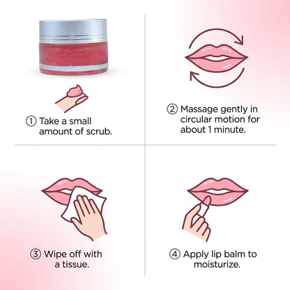 FLORÍNTO Lip Scrub – Exfoliating & Nourishing Sugar Lip Scrub with Shea Butter, Sweet Almond Oil, Coconut Oil & Vitamin E – Gently Removes Dry Skin for Soft, Smooth, Healthy Lips – 70 g