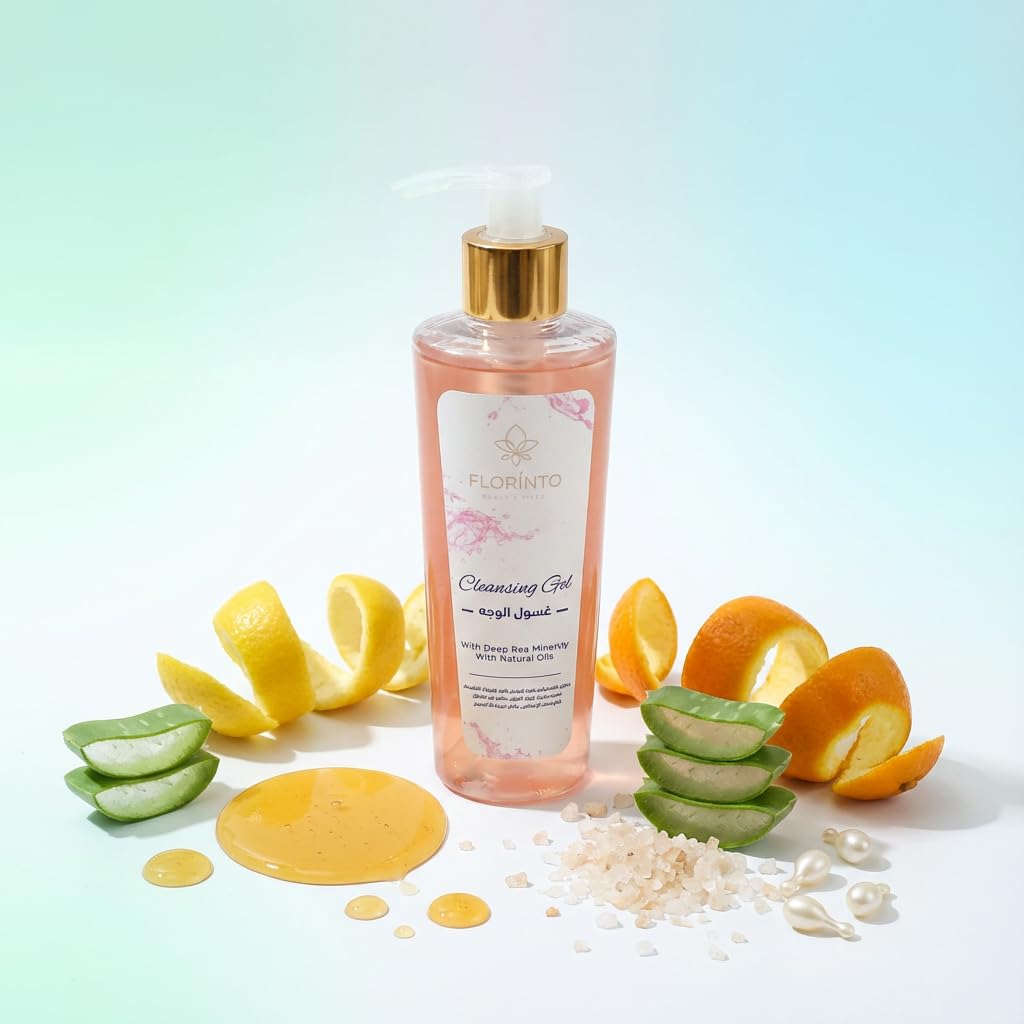 FLORÍNTO Cleansing Gel – Daily Facial Cleanser with Fruit Extracts, Vitamin B5, Honey & Dead Sea Minerals – Gently Removes Makeup & Impurities – Hydrating, Soothing & Purifying – 180 ml