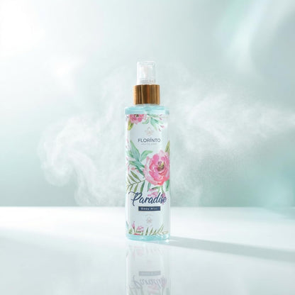 FLORÍNTO Body Mist – 24-Hour Freshness with Aloe Vera Gel – Hydrating, Aluminum-Free & Paraben-Free Spray for Sensitive Skin – Soothing, Non-Sticky & Gentle Formula – 200 ml (Paradise)