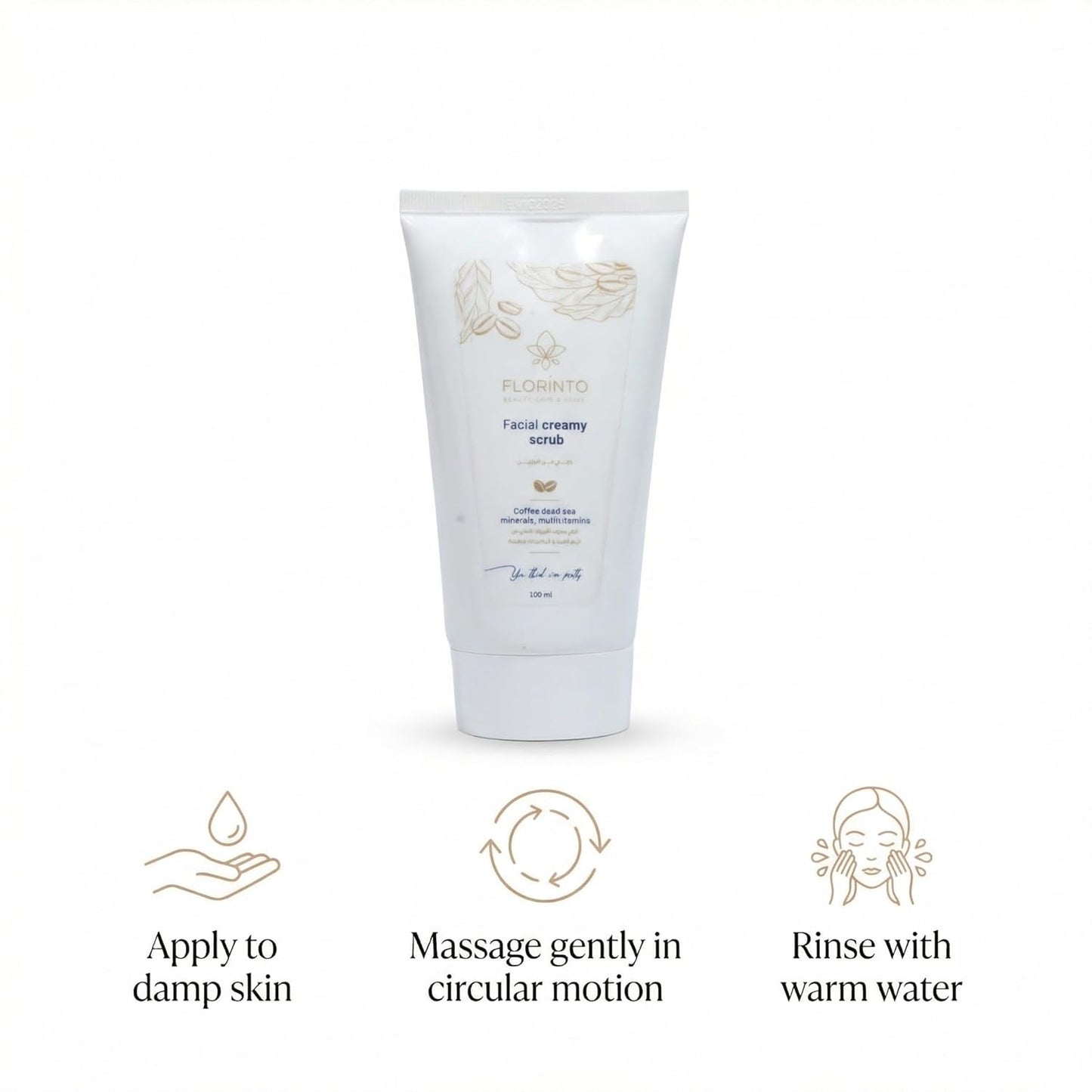 FLORÍNTO Coffee Facial Scrub – Gentle Exfoliating Face Scrub with Dead Sea Minerals, Apricot Kernel & Sweet Almond Oil – Removes Blackheads, Cleanses Pores & Revitalizes Skin – 120 g