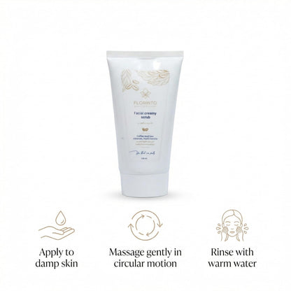 FLORÍNTO Coffee Facial Scrub – Gentle Exfoliating Face Scrub with Dead Sea Minerals, Apricot Kernel & Sweet Almond Oil – Removes Blackheads, Cleanses Pores & Revitalizes Skin – 120 g