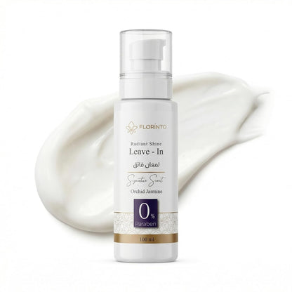 FLORÍNTO Leave-In Conditioner – Lightweight Cream with Jojoba, Almond, Coconut & Castor Oils – Hydrates, Detangles & Controls Frizz – Orchid & Jasmine Scent – No Rinse – 100 ml