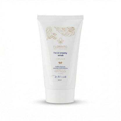 FLORÍNTO Coffee Facial Scrub – Gentle Exfoliating Face Scrub with Dead Sea Minerals, Apricot Kernel & Sweet Almond Oil – Removes Blackheads, Cleanses Pores & Revitalizes Skin – 120 g