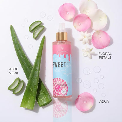 FLORÍNTO Body Mist – 24-Hour Freshness with Aloe Vera Gel – Hydrating, Aluminum-Free & Paraben-Free Spray for Sensitive Skin – Soothing, Non-Sticky & Gentle Formula – 200 ml (Sweet)
