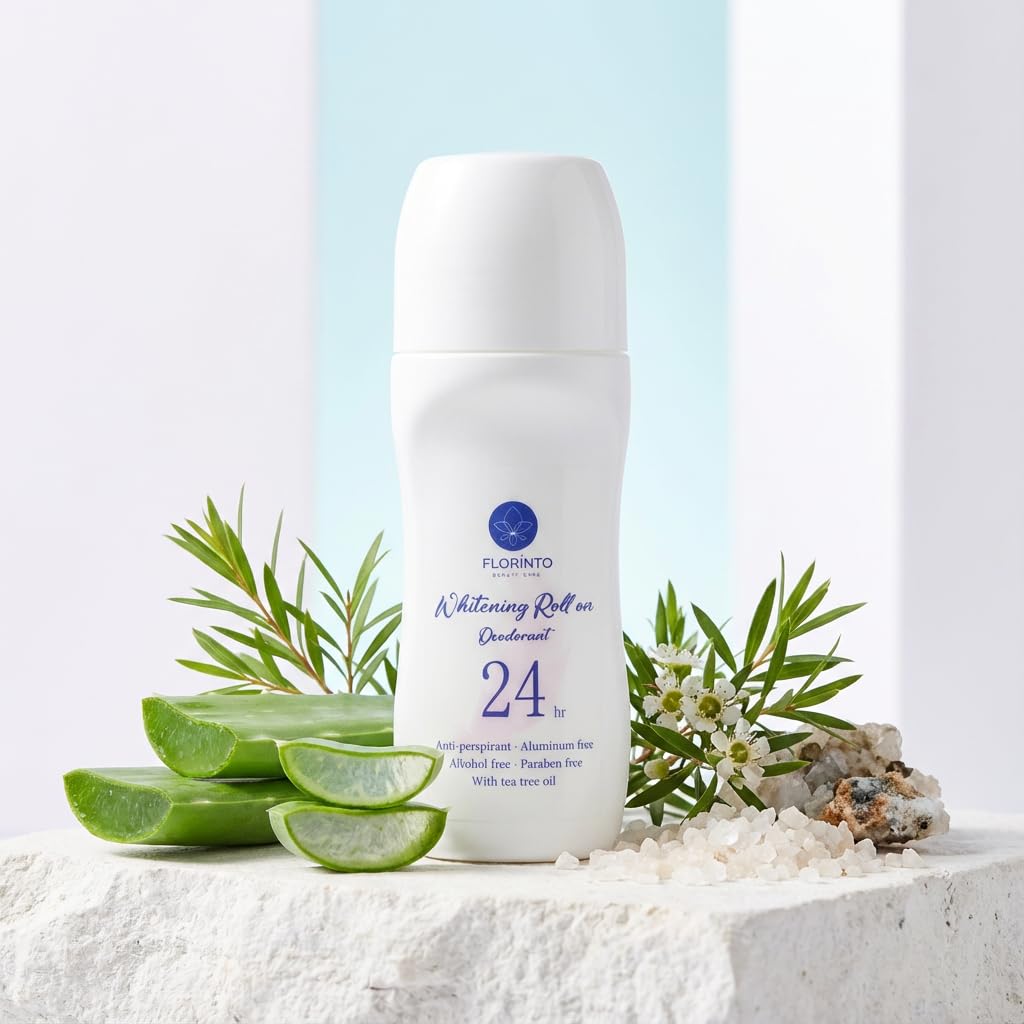 FLORÍNTO Roll-On Deodorant – 0% Aluminum Salts – Long-Lasting Freshness with Aloe Vera, Sage, Witch Hazel, Tea Tree Oil & Dead Sea Minerals – Gentle, Anti-Stain Formula for Sensitive Skin – 50 ml