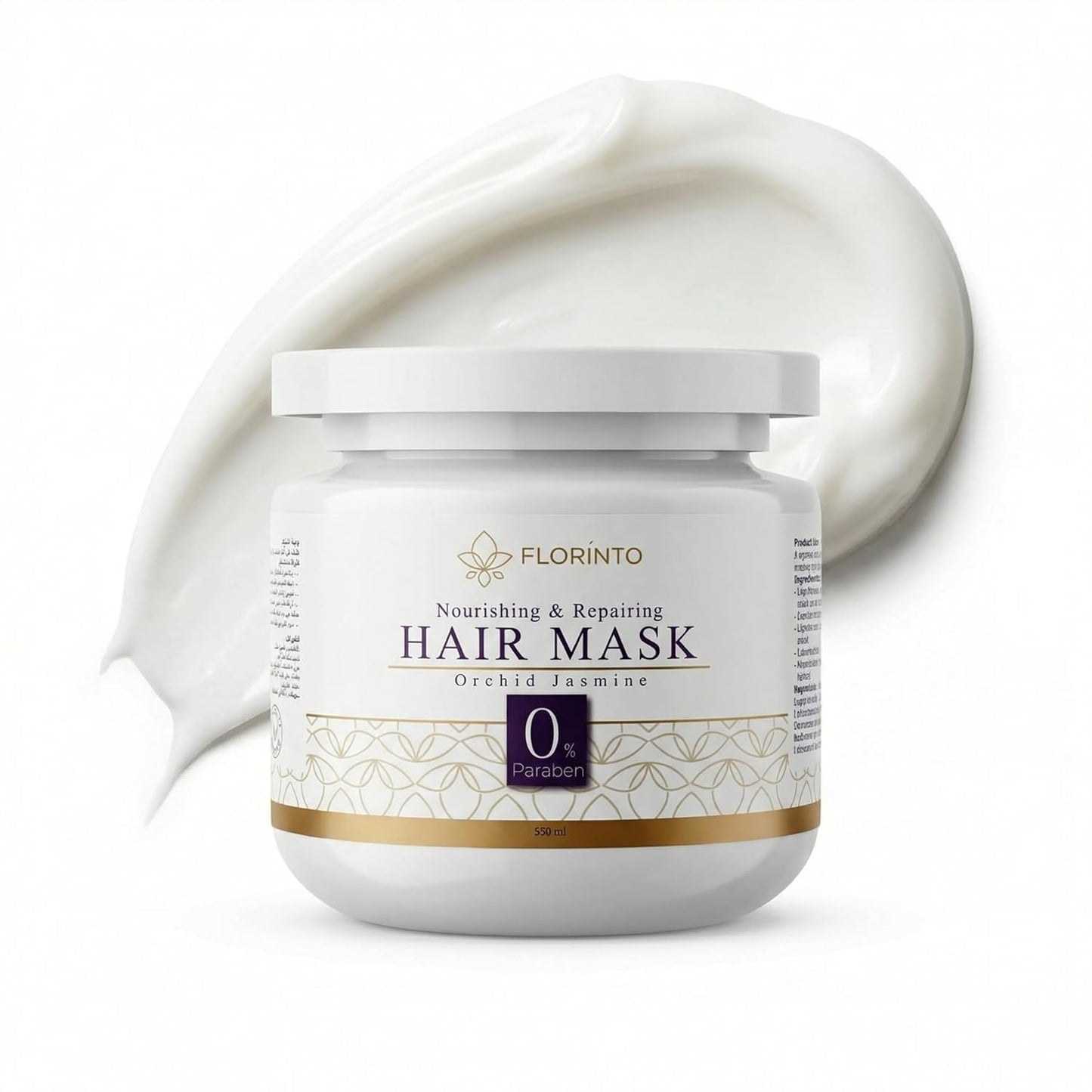 FLORÍNTO Deep Nourishing Hair Mask – Shea Butter & Natural Oils Treatment with Jojoba, Almond, Coconut & Castor – Repairs Dry, Damaged Hair, Reduces Frizz & Adds Shine – Orchid & Jasmine – 350 ml