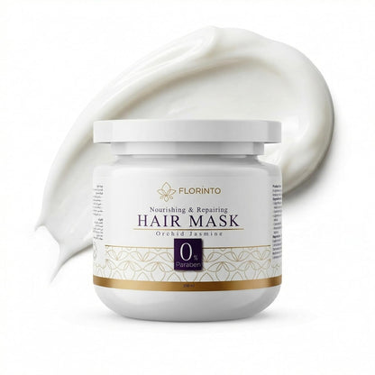 FLORÍNTO Deep Nourishing Hair Mask – Shea Butter & Natural Oils Treatment with Jojoba, Almond, Coconut & Castor – Repairs Dry, Damaged Hair, Reduces Frizz & Adds Shine – Orchid & Jasmine – 350 ml