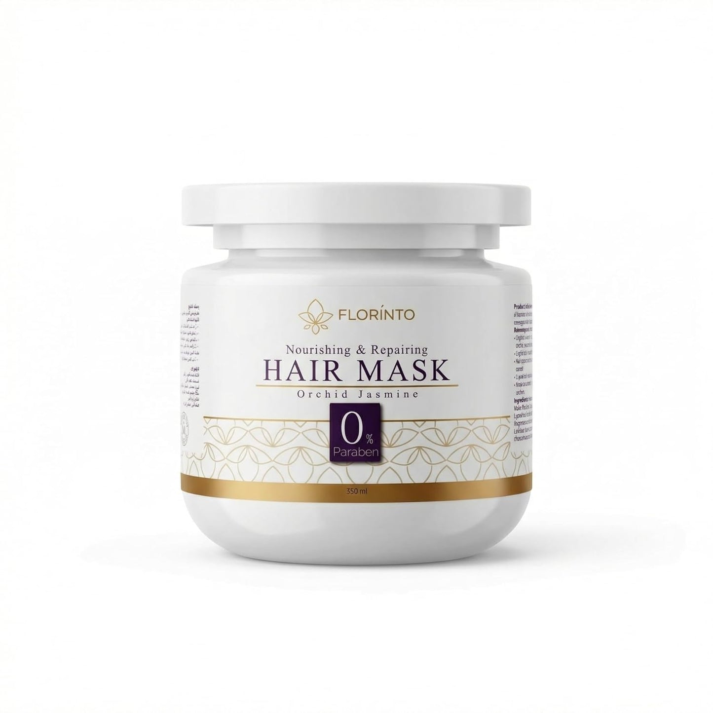 FLORÍNTO Deep Nourishing Hair Mask – Shea Butter & Natural Oils Treatment with Jojoba, Almond, Coconut & Castor – Repairs Dry, Damaged Hair, Reduces Frizz & Adds Shine – Orchid & Jasmine – 350 ml