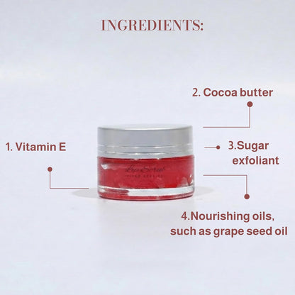 FLORÍNTO Lip Scrub – Exfoliating & Nourishing Sugar Lip Scrub with Shea Butter, Sweet Almond Oil, Coconut Oil & Vitamin E – Gently Removes Dry Skin for Soft, Smooth, Healthy Lips – 70 g