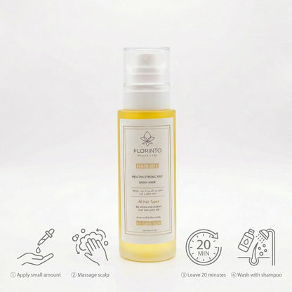 FLORÍNTO Nourishing Hair Oil – Lightweight Blend with Taramira, Black Seed, Aloe & Botanical Oils – Moisturizes Scalp, Reduces Frizz & Adds Shine – Pre-Wash Treatment for All Hair Types – 160 ml
