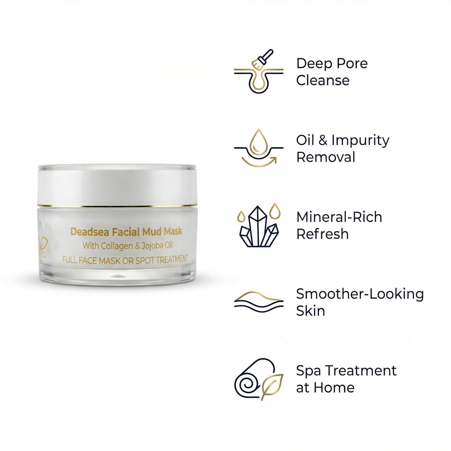 FLORÍNTO Dead Sea Mud Mask – Deep Pore Cleansing Face Mask with Almond Oil, Aloe Vera & Vitamin E – Detoxifying, Purifying & Mineral-Rich Skin Treatment – 70g