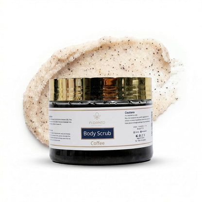 FLORÍNTO Body Scrub – Exfoliating & Moisturizing Sugar Scrub with Shea Butter, Natural Oils & Vitamin E – Soft, Smooth & Glowing Skin – 350 g (Coffee)
