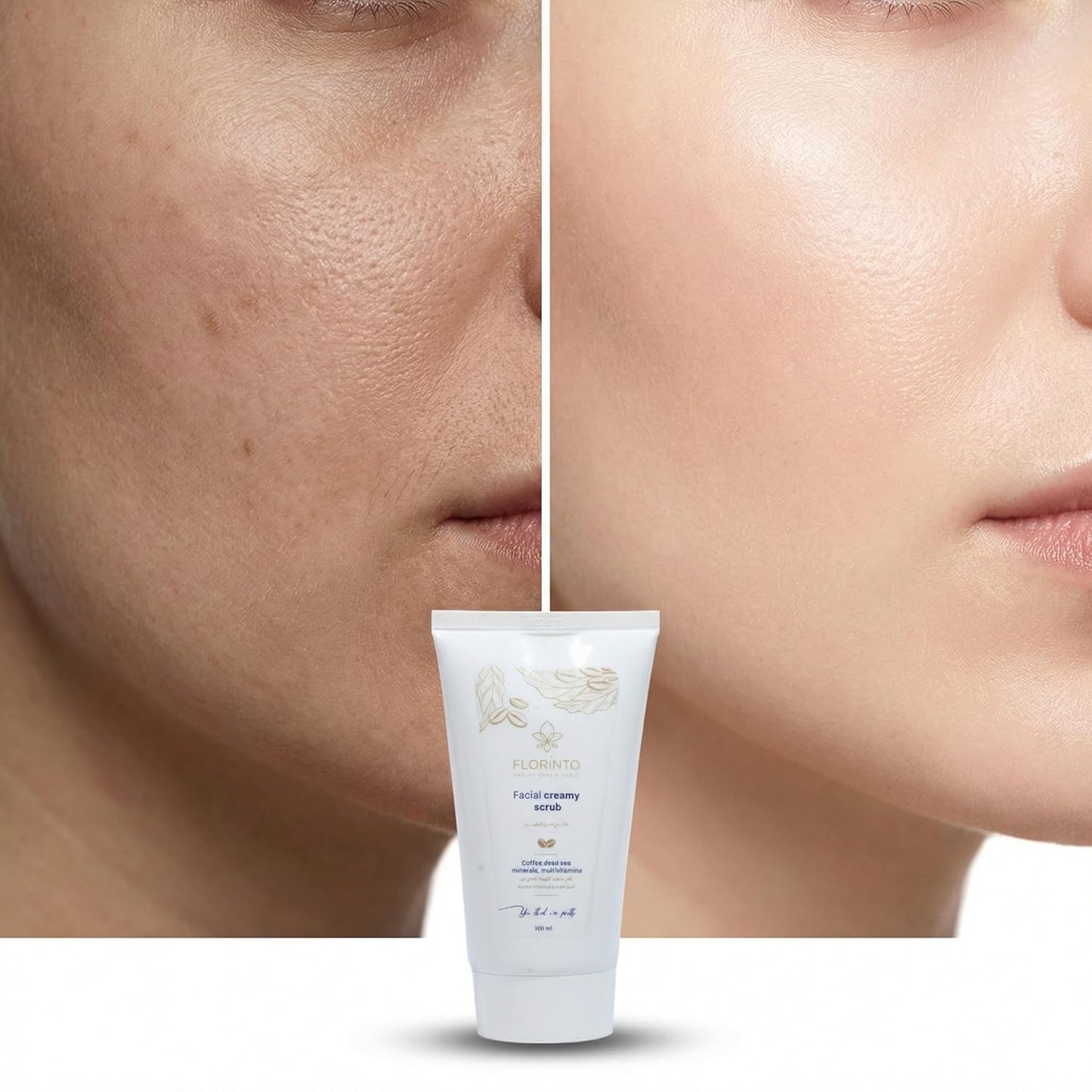 FLORÍNTO Coffee Facial Scrub – Gentle Exfoliating Face Scrub with Dead Sea Minerals, Apricot Kernel & Sweet Almond Oil – Removes Blackheads, Cleanses Pores & Revitalizes Skin – 120 g