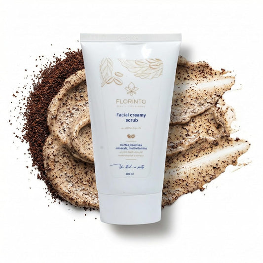 FLORÍNTO Coffee Facial Scrub – Gentle Exfoliating Face Scrub with Dead Sea Minerals, Apricot Kernel & Sweet Almond Oil – Removes Blackheads, Cleanses Pores & Revitalizes Skin – 120 g