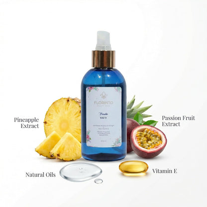 FLORÍNTO Body Oil – Hydrating & Nourishing Formula with Natural Oils & Vitamin E – Deep Moisture for Smooth & Glowing Skin – Fast Absorbing & Non-Greasy Formula – 200 ml (Paradise)