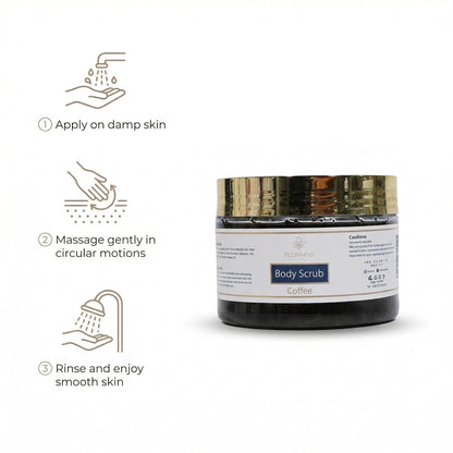 FLORÍNTO Body Scrub – Exfoliating & Moisturizing Sugar Scrub with Shea Butter, Natural Oils & Vitamin E – Soft, Smooth & Glowing Skin – 350 g (Coffee)