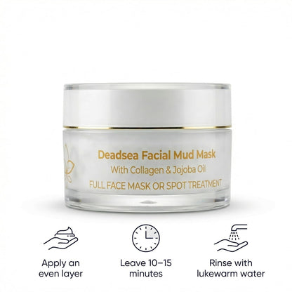 FLORÍNTO Dead Sea Mud Mask – Deep Pore Cleansing Face Mask with Almond Oil, Aloe Vera & Vitamin E – Detoxifying, Purifying & Mineral-Rich Skin Treatment – 70g