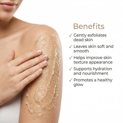 FLORÍNTO Body Scrub – Exfoliating & Moisturizing Sugar Scrub with Shea Butter, Natural Oils & Vitamin E – Soft, Smooth & Glowing Skin – 350 g (Lavender)