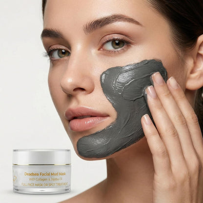 FLORÍNTO Dead Sea Mud Mask – Deep Pore Cleansing Face Mask with Almond Oil, Aloe Vera & Vitamin E – Detoxifying, Purifying & Mineral-Rich Skin Treatment – 70g